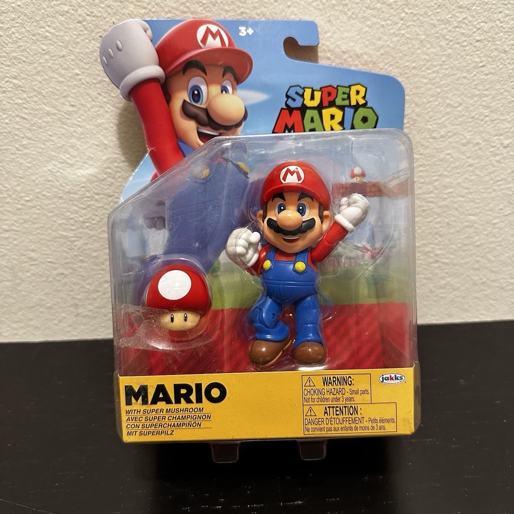Jakks Pacific Super Mario Action Figure with Super Mushroom 4 Inch 2020 NEW